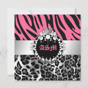 311-Zebra-LeoTique Diamonds n'Kisses Sweet 16 Inbjudningar