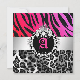 311-Zebra-LeoTique Diamonds n'Kisses Sweet 16 Inbjudningar