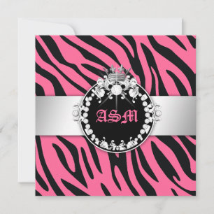 311-Zebra-Tique Diamonds n'Kisses Sweet 16 Rosa 2 Inbjudningar