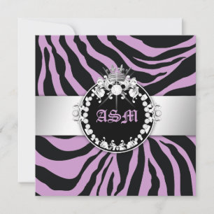 311-Zebra-Tique Diamonds Sweet sixteen Lila Inbjudningar