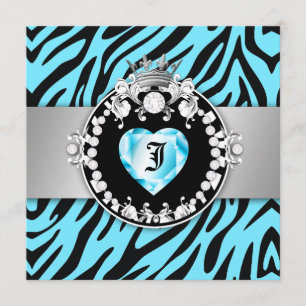 311 Zebra Tique Kiss Queen of Hearts Sweet16 Inbjudningar