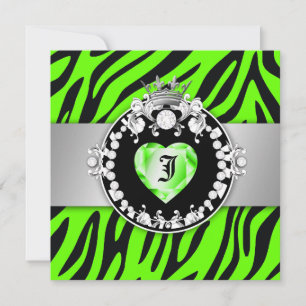 311 Zebra Tique Kyss Hjärtans Drottning Sweet 16 Inbjudningar