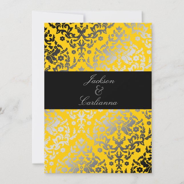 311Dazzling Damask Gult Jacka Inbjudningar (Framsida)