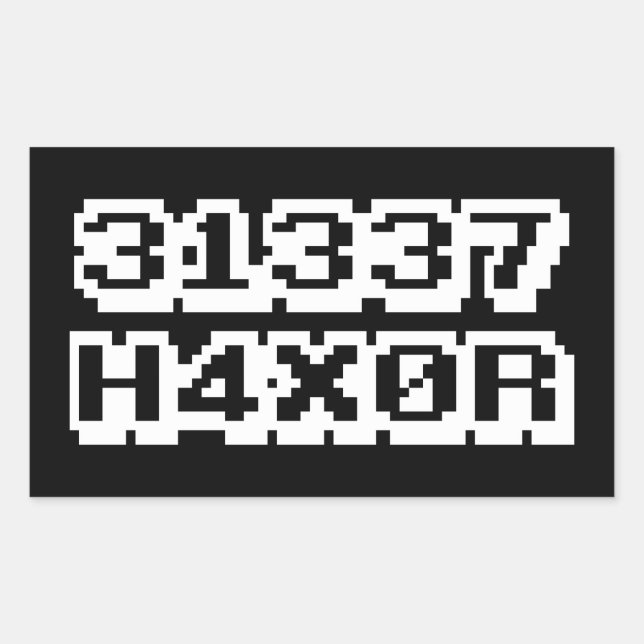 31337 H4X0R REKTANGULÄRT KLISTERMÄRKE (Framsida)