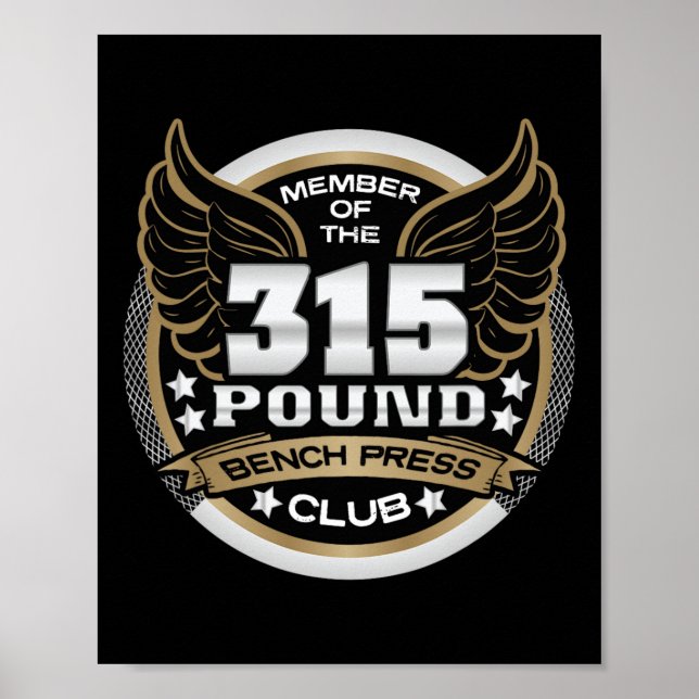 315 Pound Bench Press Club For Powerlifter Weightl Poster (Framsidan)