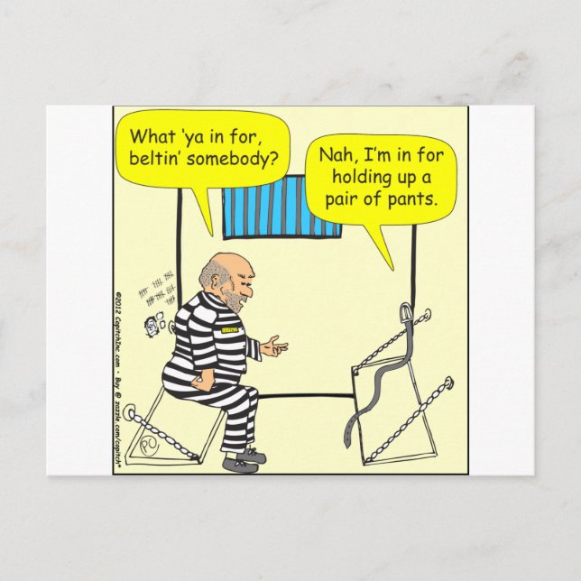 316 Bälte i fängelse tecknad Vykort (Framsida)