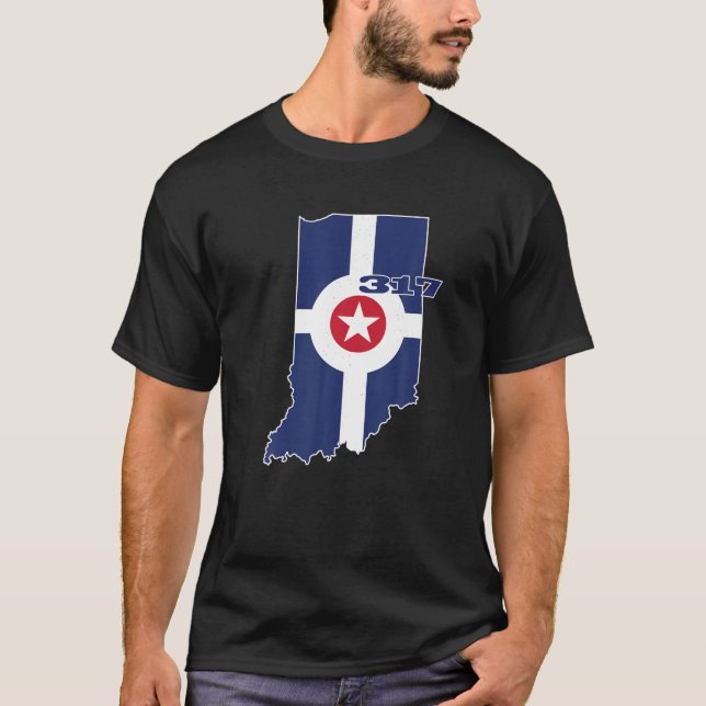 317 Circle City Flagga Indianapolis Indiana Naptow T Shirt (Framsida)