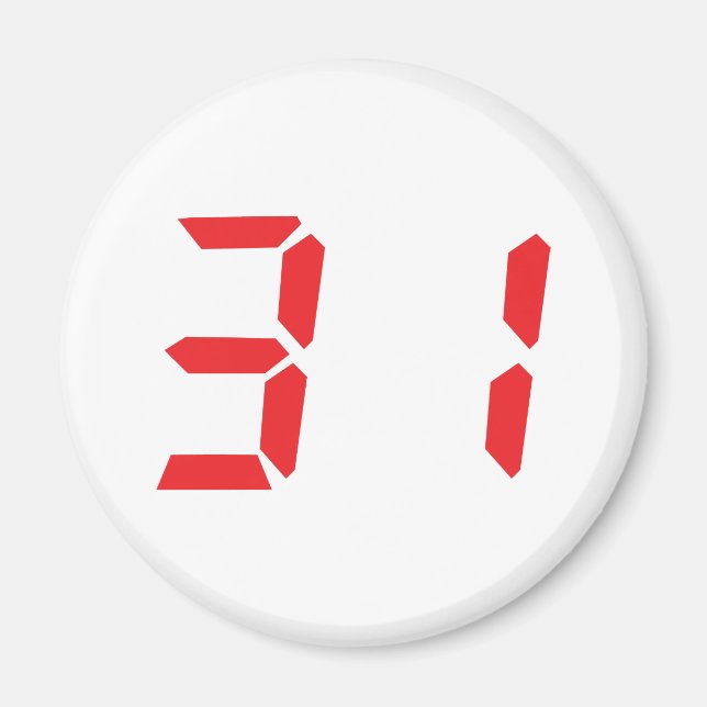 31 31 rött larmklockan digitalt nummer magnet (Framsidan)