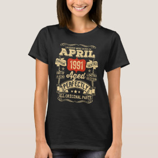 31 Ålderdom 31:e födelsedagen Vintage april 1991 T Shirt