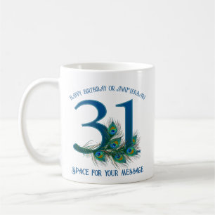 31-års födelsedag eller årsdag Påfågel Fjäder Kaffemugg