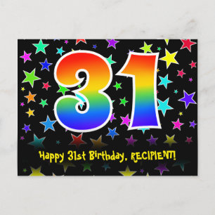 31-årsdag: Roliga stjärnor Mönster, Regnbåge 31, N Vykort