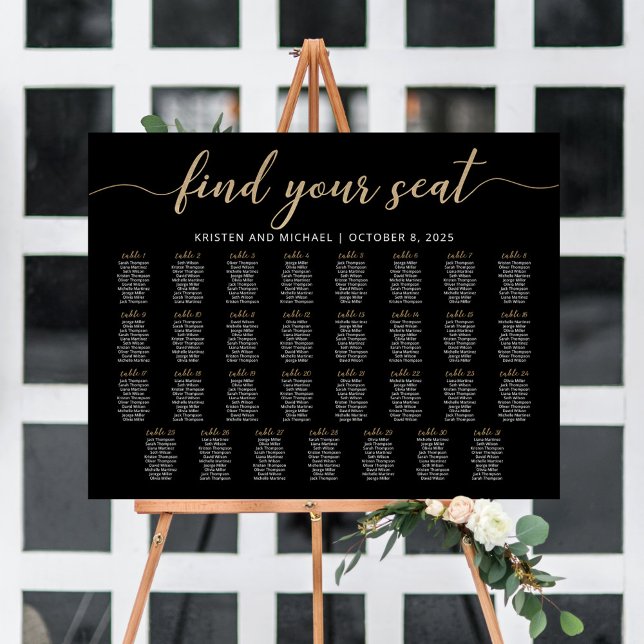 31 Bord Hitta din plats Svart Sittplatskarta Plan Poster (Skapare uppladdad)