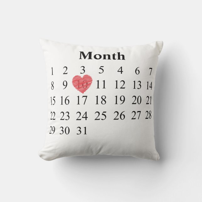 31 dag årsdagkalender + Namn inristade ringar Kudde (Framsida)
