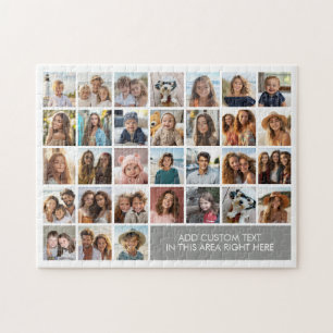 31 Fotokollage Grid - Textruta - grå Pussel