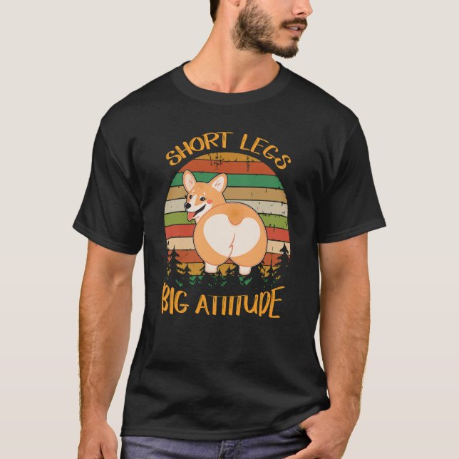 31 Korta Ben Stor Attityd Söt Corgi T Shirt (Framsida)