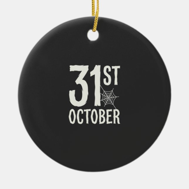 31 oktober Halloween Spindelnät Design Julgransprydnad Keramik (Framsidan)
