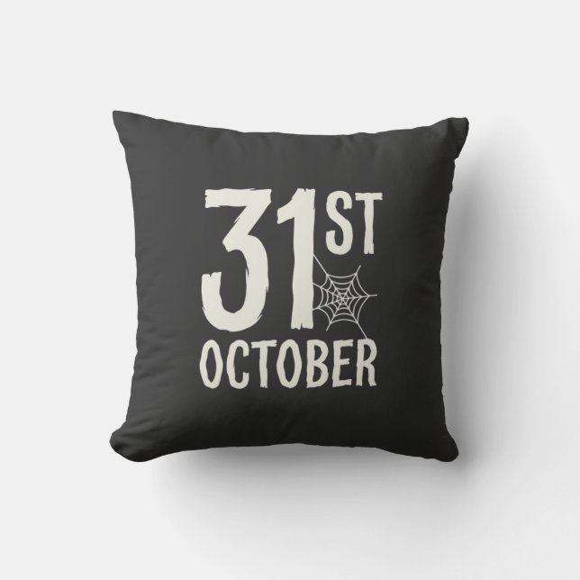 31 oktober Halloween Spindelnät Design Kudde (Framsida)