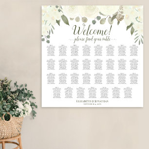 31 Sätesdiagram över ivoriansk vit Blommigt Bröllo Poster