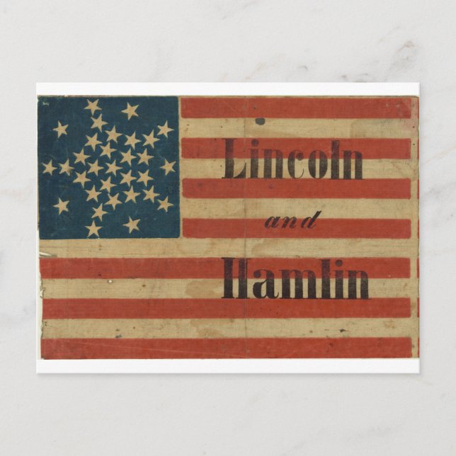 31 Star 1860 Lincoln och Hamlin American Flagga Vykort (Framsida)