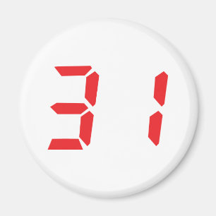 31 thirty-one digitala röda ringklocka numrerar magnet