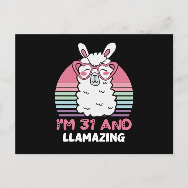 31 Year Old Bday Llamazing 31st Birthday Llama Vykort (Framsida)