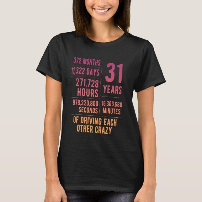 31 Years Married Funny 31st Wedding Anniversary T Shirt (Framsida)
