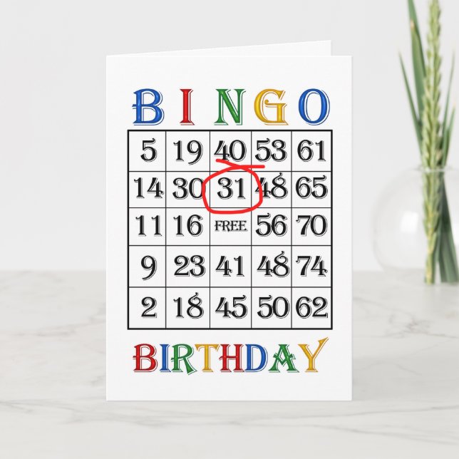 31a Bingo-kort för födelsedag Kort (Framsida)