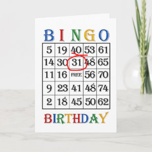 31a Bingo-kort för födelsedag Kort