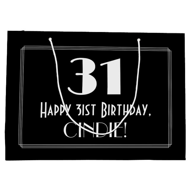 31a Birthday: Art Deco Inspired Stil "31", Namn (Baksidan)