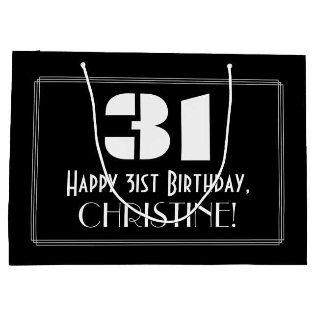 31a Birthday ~ Art Deco Inspired Titta "31" + Namn (Baksidan)