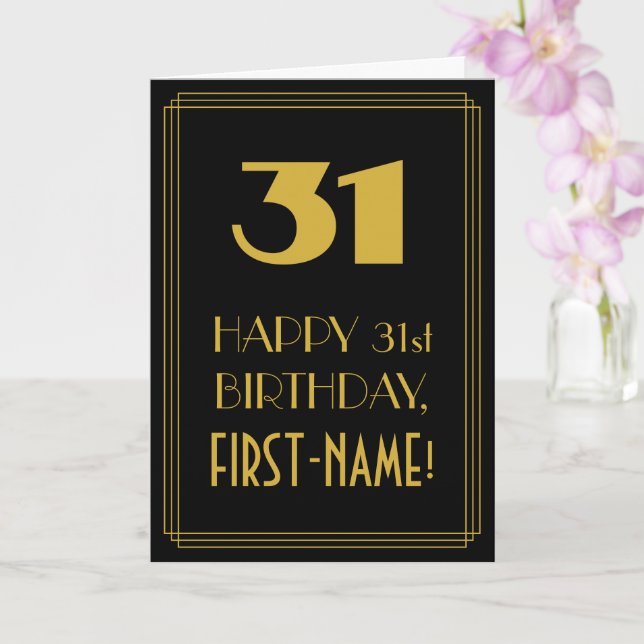 31a Birthday ~ Art Deco Inspired Titta "31" & Namn Kort (Orkide)