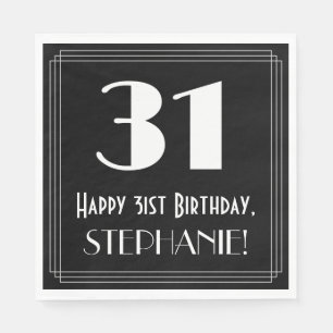 31a Birthday ~ Art Deco Inspired Titta "31", Namn Pappersservett