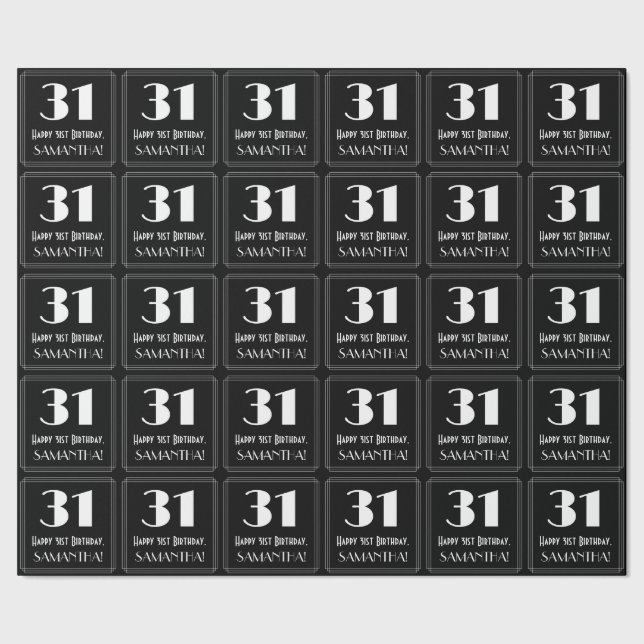 31a Birthday - Art Deco Inspired Titta "31", Namn Presentpapper (Seam)