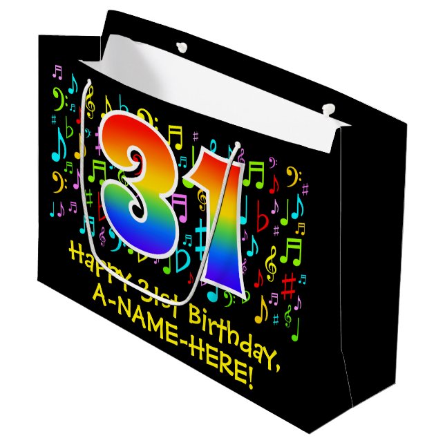 31a Birthday - Colorful Music Symbols, Rainbow 31 (Framsidan Vinklad)