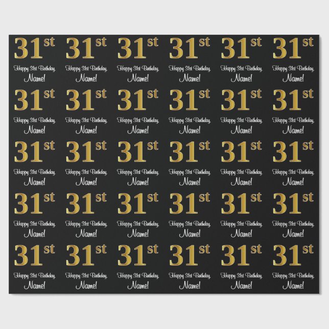 31a Birthday: Elegant Luxurious Faux Guld look # Presentpapper (Platt)