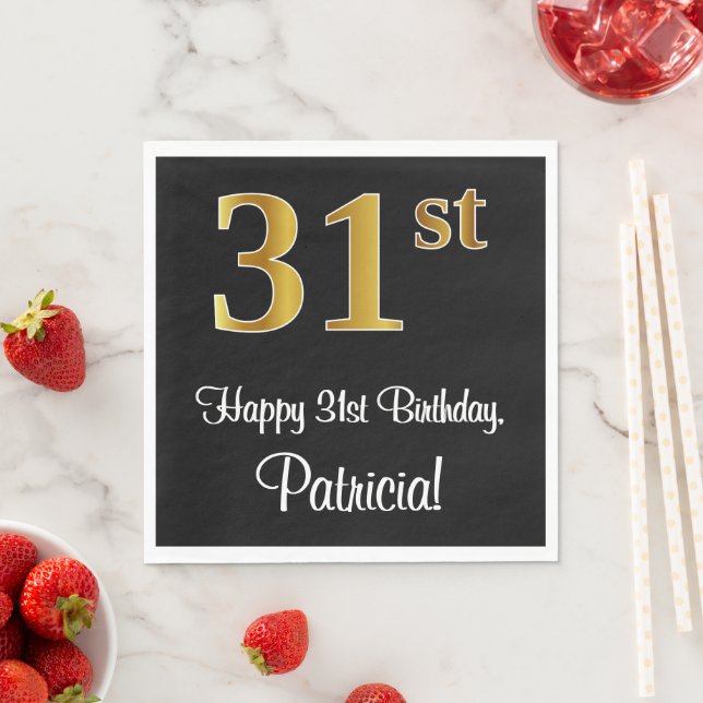 31a Birthday ~ Elegant Luxurious Faux Guld Titta # Pappersservett (Insitu)