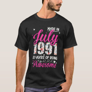 31a Birthday Fantastisk Sedan juli 1991 Blommigt T Shirt
