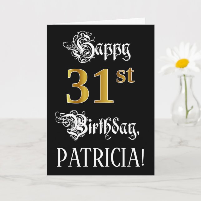 31a Birthday - Finare Script; Faux Guld Titta; Nam Kort (Liten växt)