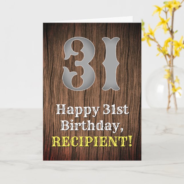 31a Birthday: Land Western Inspired Titta, Namn Kort (Gul blomma)