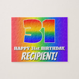 31a Birthday - Multicolor Rainbow Mönster ’31’ Pussel