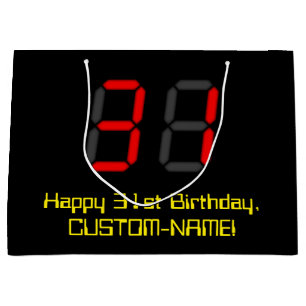 31a Birthday: Red Digital Clock Stil "31" + Namn