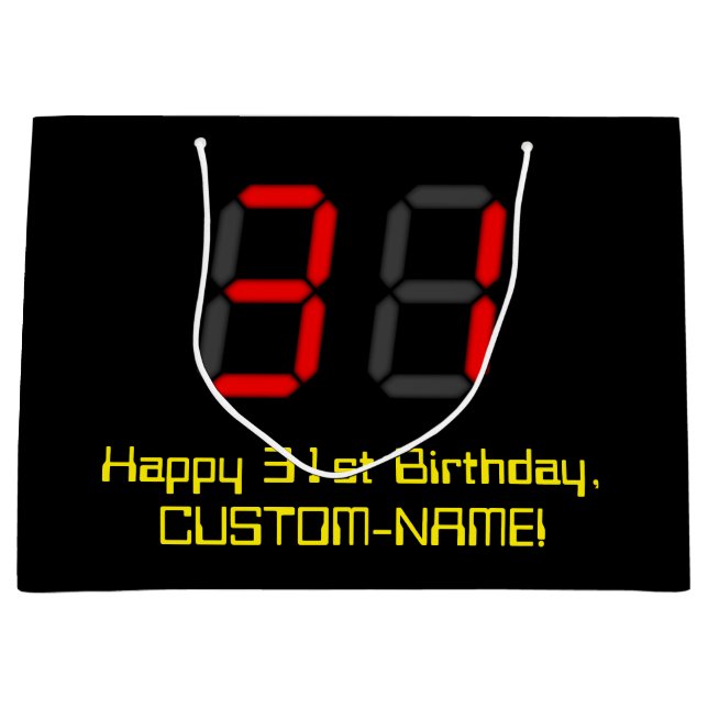 31a Birthday: Red Digital Clock Stil "31" + Namn (Framsidan)