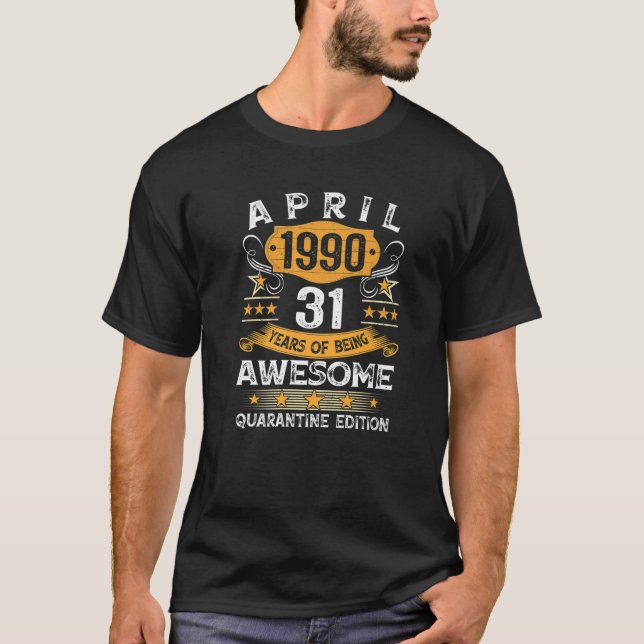 31a Birthday Retro Begränsad Edition April 1990 Qu T Shirt (Framsida)