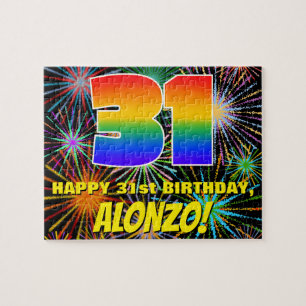 31a Birthday: Roligt, Colorful Celebratory Firewor Pussel