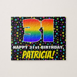 31a Birthday - Roligt, Colorful Star Fält Mönster Pussel