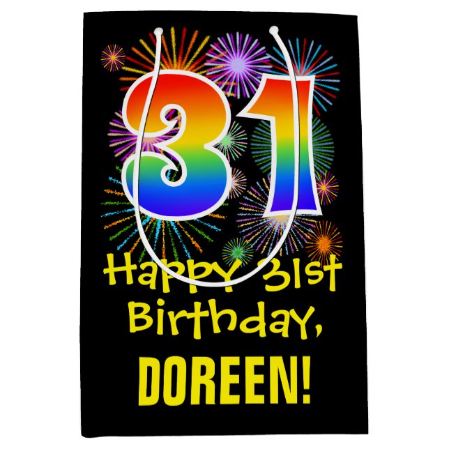 31a Birthday: Roligt Fireworks Mönster + Rainbow 3 (Framsidan)