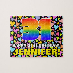 31a Birthday - Roligt, Loving Heart Shapes + "31" Pussel