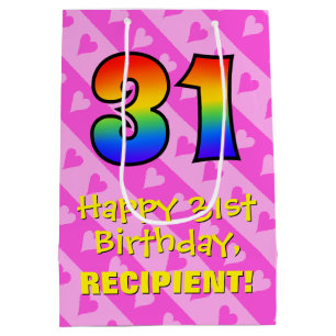 31a Birthday: Roligt Rosa Hearts Rand; Rainbow 31