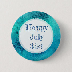 31a Blue Mandala-knapp i Lycklig juli Knapp