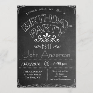 31a Chalkboard Birthday Firation bjudande Inbjudningar